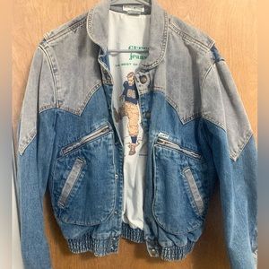 GEORGES MARCIANO FOR GUESS MENS SPORT BLUE AND GREY TWO TONE JEAN JACKET